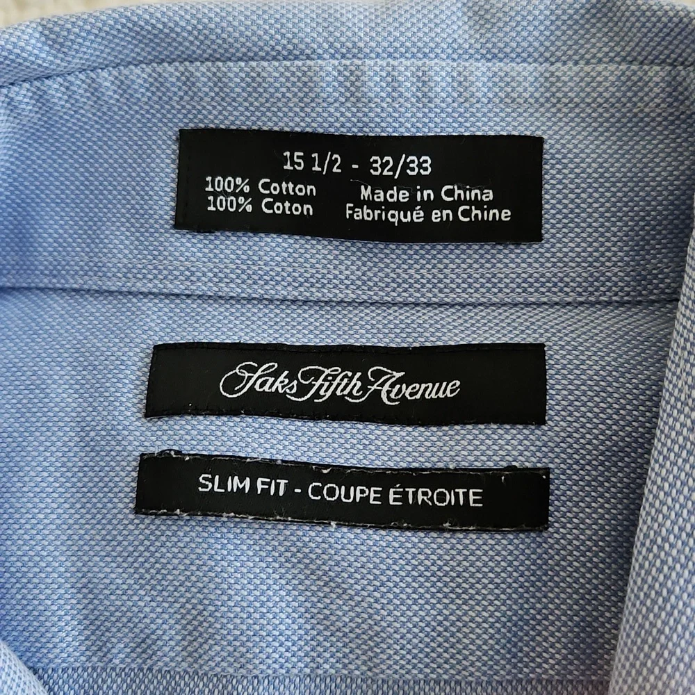 Saks Fifth Avenue Slim Fit Button-down Shirt 15 1/2 - 32/33 - Picture 2 of 9